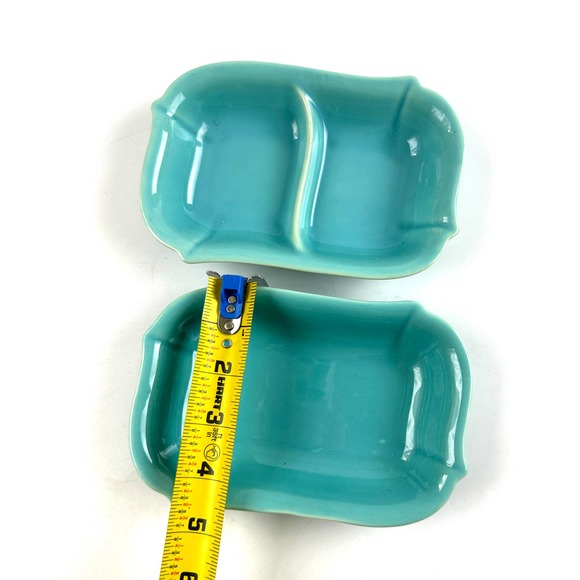 1940s Franciscan Ware Pottery Trays Glacial Blue Appetizer Dishes Set of 2 - Picture 6 of 8